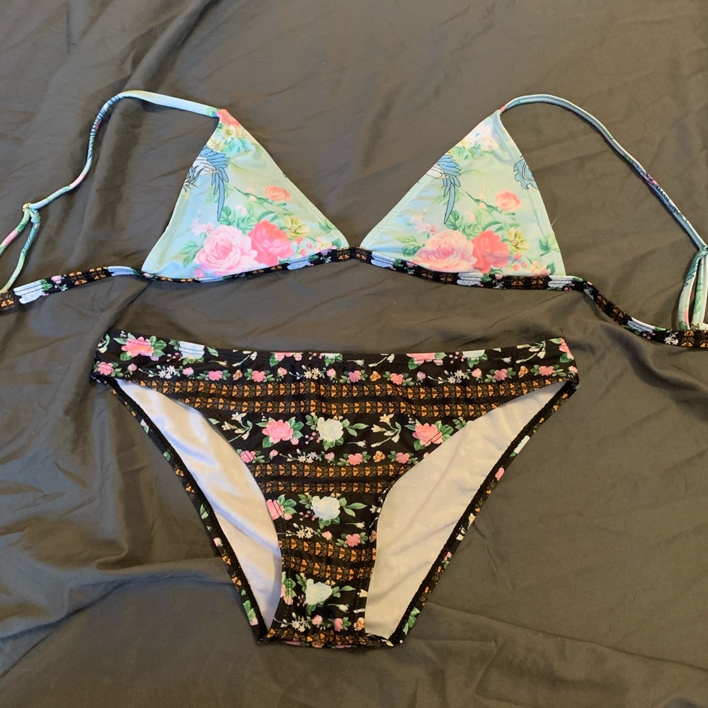 mixed print bikini set
